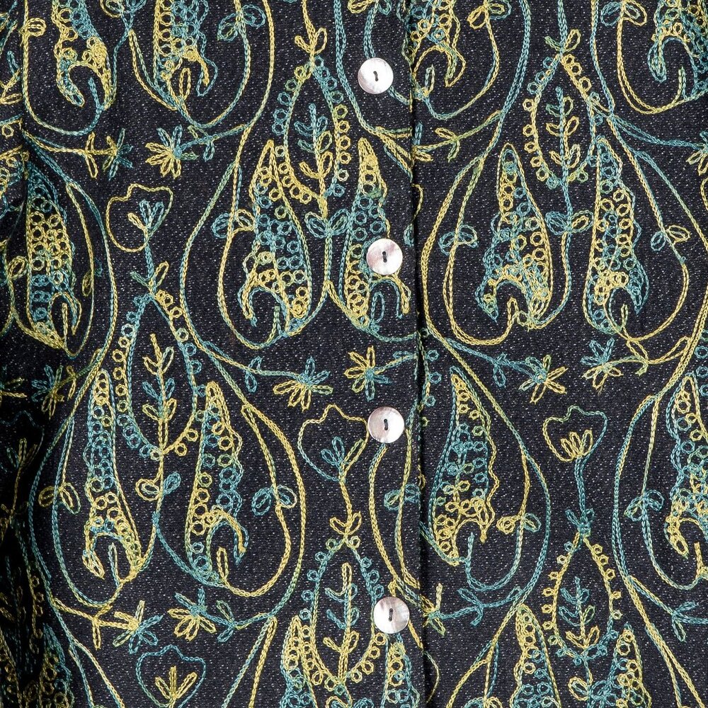 Stonebridge Boho Embroidered Jacket S Wool Blue Green Yellow Paisley Swirl Leaf - Picture 4 of 6